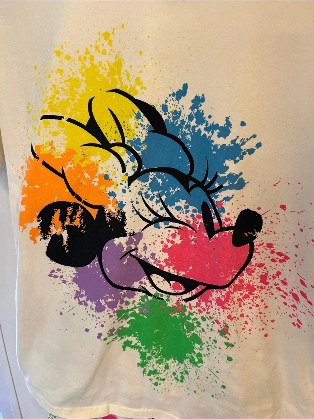 Disney Cream Tee & Skirt Set with Multicolor Paint-Splash Minnie